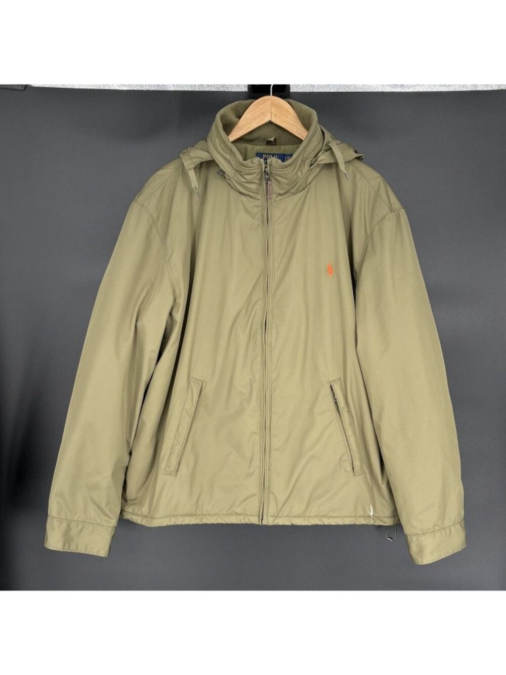 Polo Ralph Lauren Jacket Mens XXL Olive Green Fleece Lined Full Zip Outdoor
